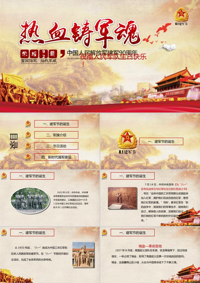 紅色大氣八一建軍節(jié)PPT模板