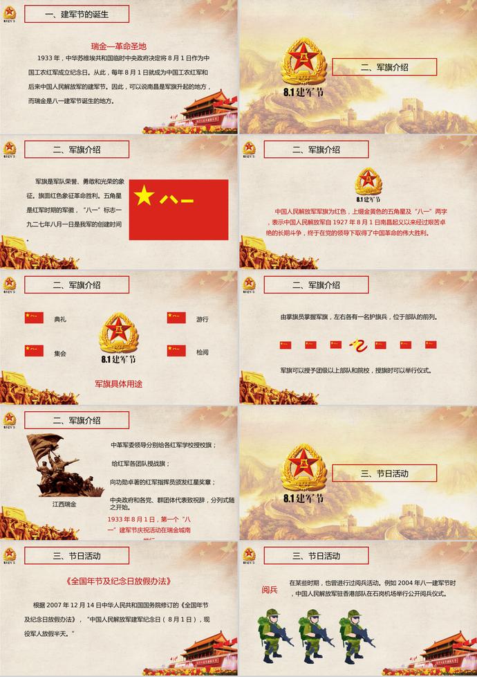 紅色大氣八一建軍節(jié)PPT模板-1