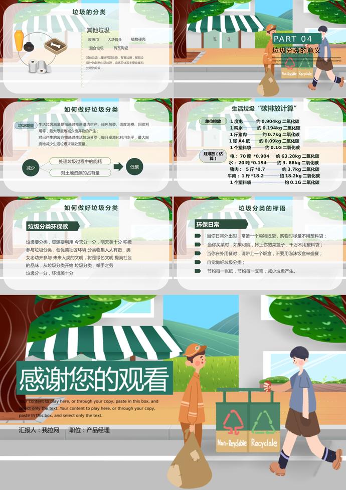 綠色卡通風(fēng)格垃圾分類PPT模板-2