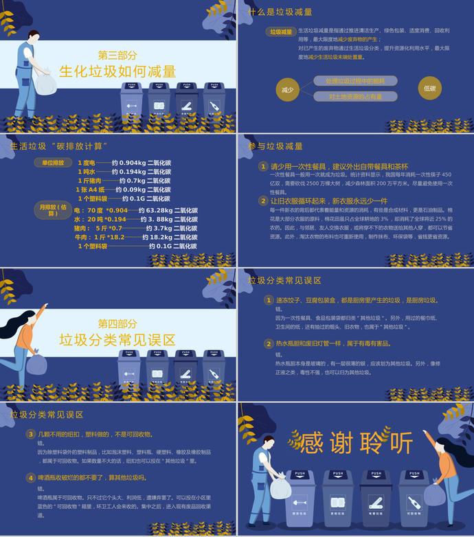 紫蘭簡約卡通風(fēng)格垃圾分類宣傳PPT模板-2