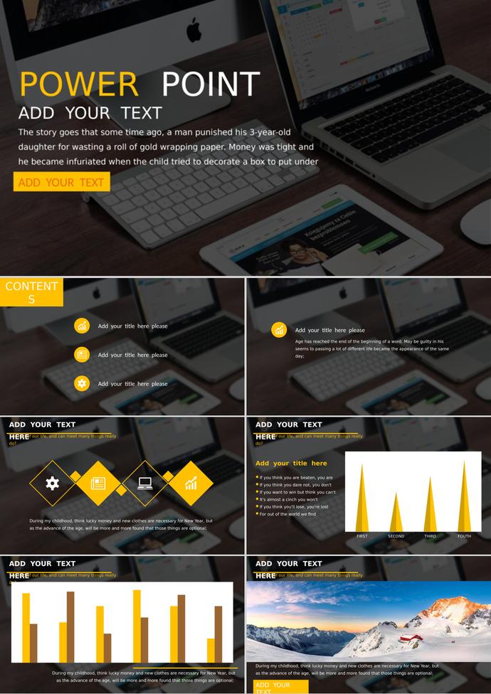 歐美辦公桌面背景商務(wù)PPT模板