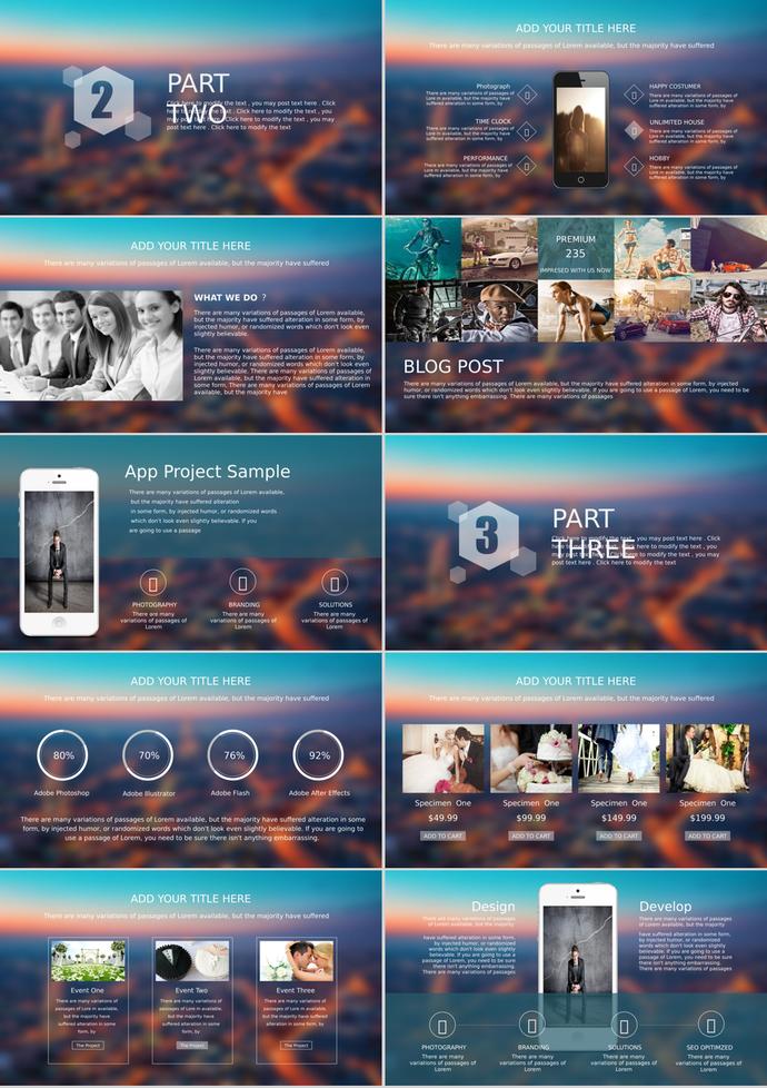 模糊背景的iOS風(fēng)格商務(wù)PPT模板免費(fèi)下載-1