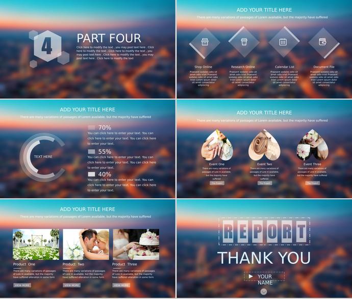 模糊背景的iOS風(fēng)格商務(wù)PPT模板免費(fèi)下載-2