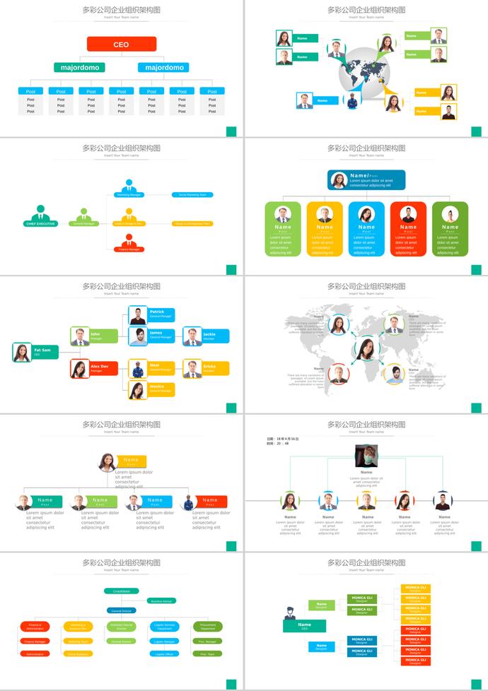多彩公司企業(yè)組織架構圖ppt模板-1