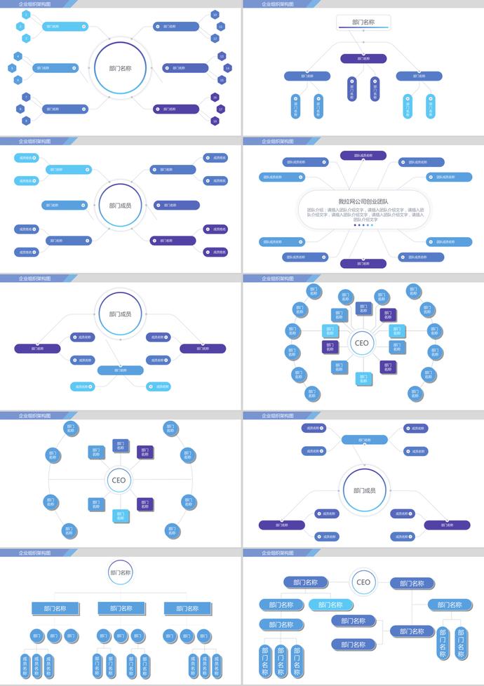 藍(lán)色簡約風(fēng)企業(yè)組織架構(gòu)圖ppt模板-1
