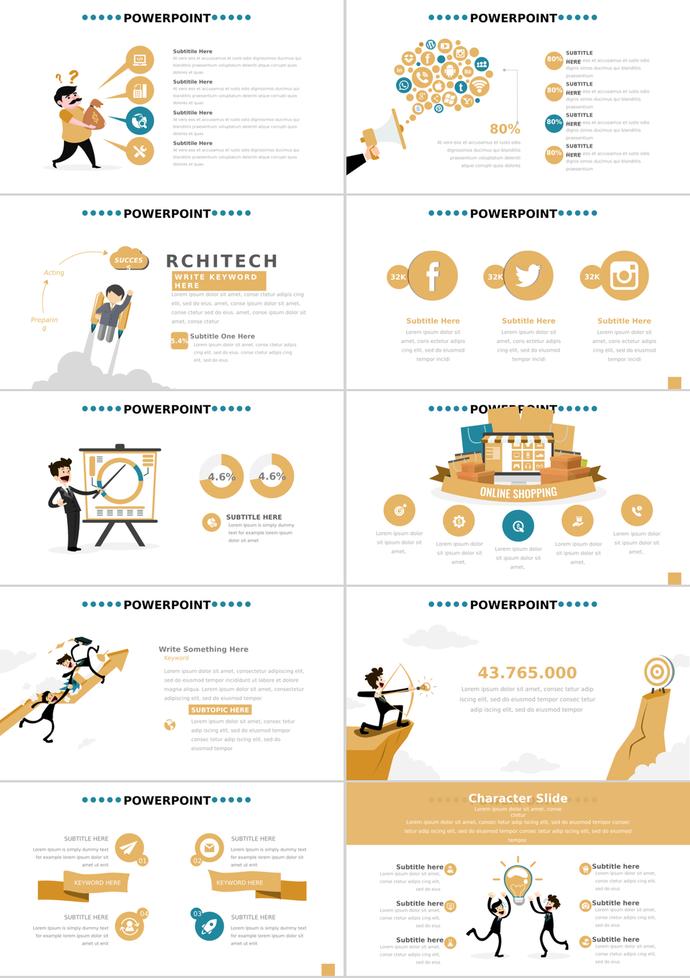 黃色風(fēng)格辦公人物信息可視化PPT圖表-1