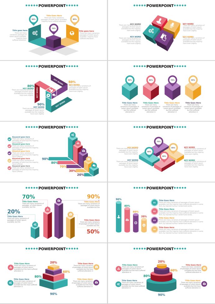 簡(jiǎn)約大氣微立體并列關(guān)系可視化PPT圖表-1