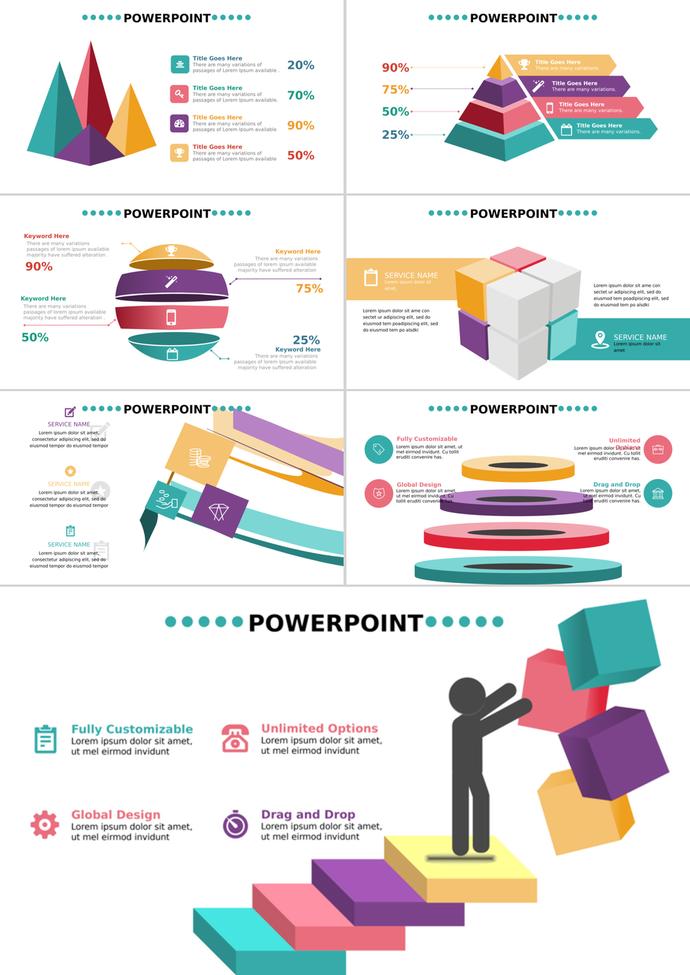 簡(jiǎn)約大氣微立體并列關(guān)系可視化PPT圖表-2