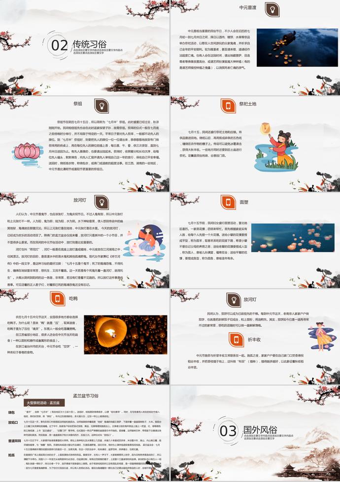 復(fù)古色中國風(fēng)中元節(jié)主題PPT模板-1