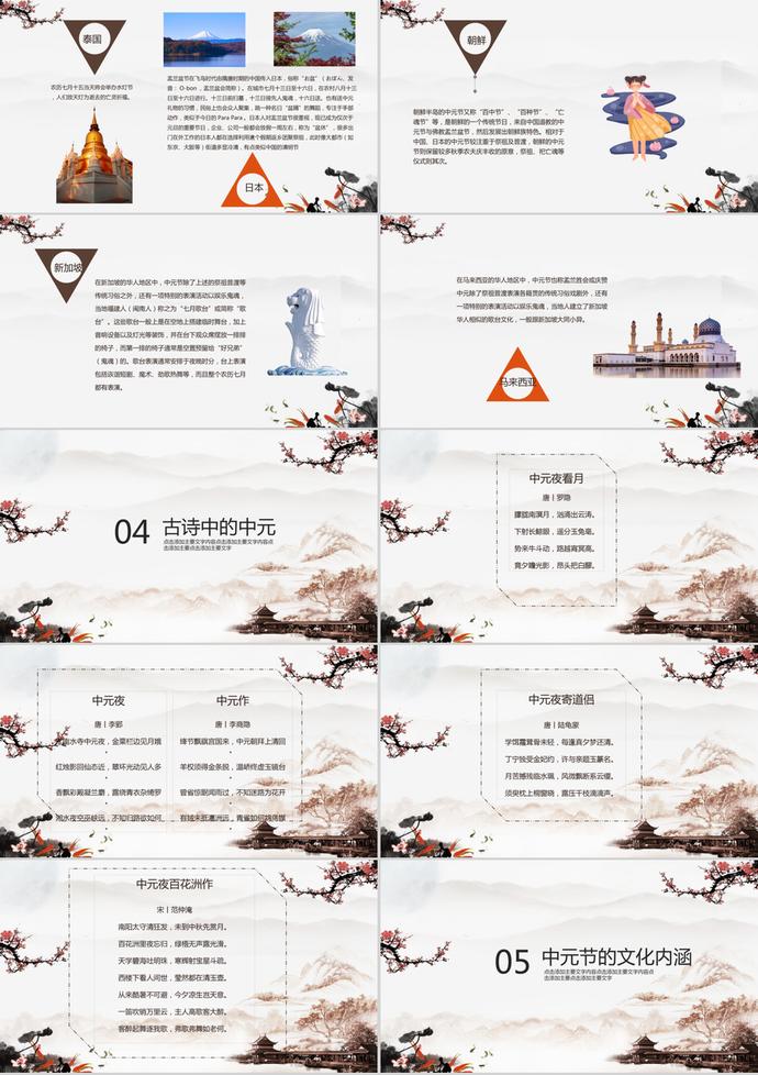 復(fù)古色中國風(fēng)中元節(jié)主題PPT模板-2