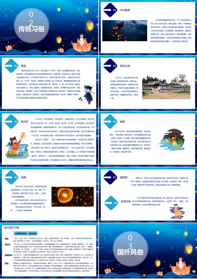 藍(lán)色唯美中元節(jié)主題班會(huì)PPT模板-1