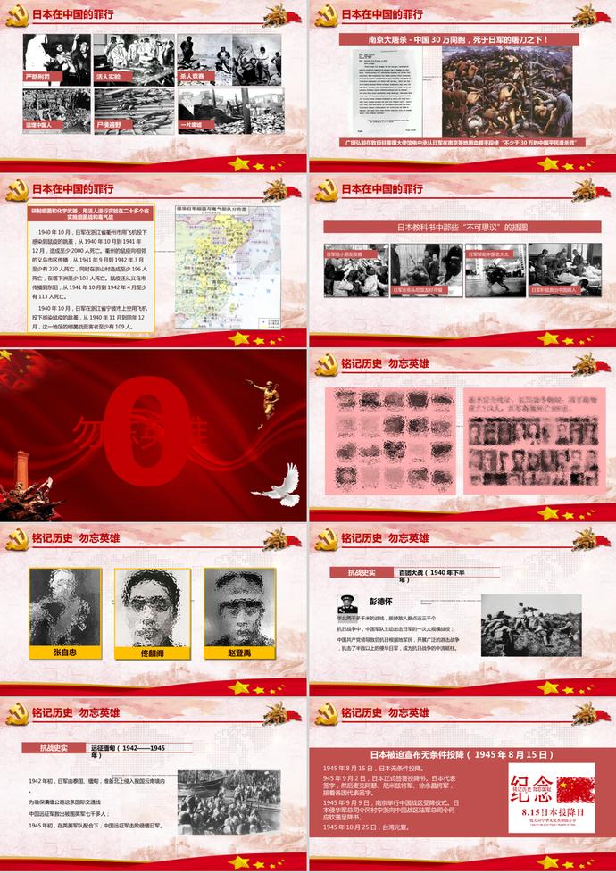 黨建牢記抗戰(zhàn)勝利紀(jì)念日PPT模板-1