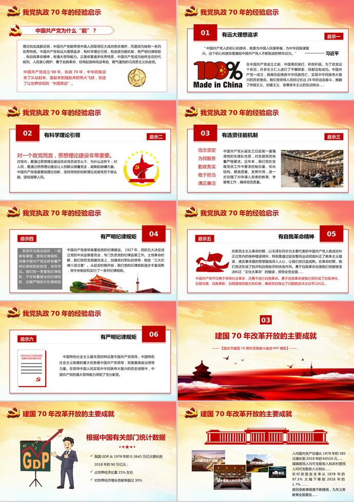 國(guó)慶節(jié)建國(guó)70周年歷程奮斗PPT模板-1