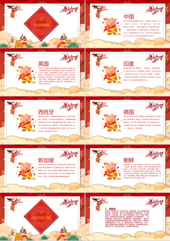 豬年吉祥元旦快樂主題PPT模板-1