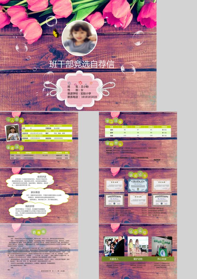 小學(xué)生班干部競選自薦信PPT模板