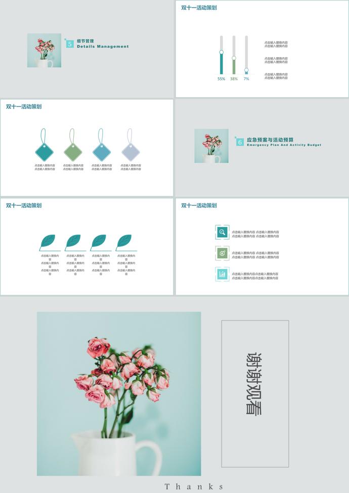 清新簡約雙11雙12活動(dòng)策劃PPT模板-2