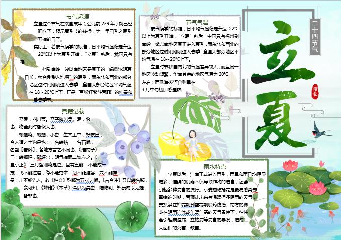 唯美小清新立夏手抄報(bào)Word模板