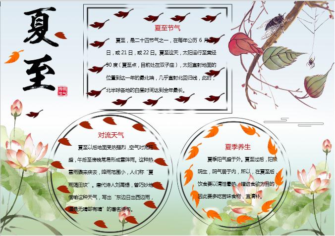 精美夏至水墨風(fēng)手抄報Word模板