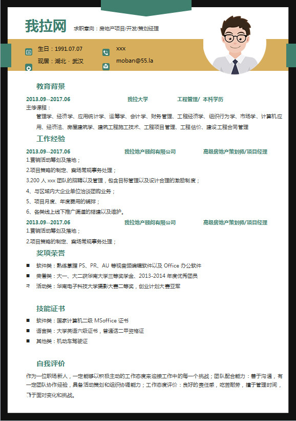 經(jīng)典風格簡潔房地產(chǎn)項目簡歷模板