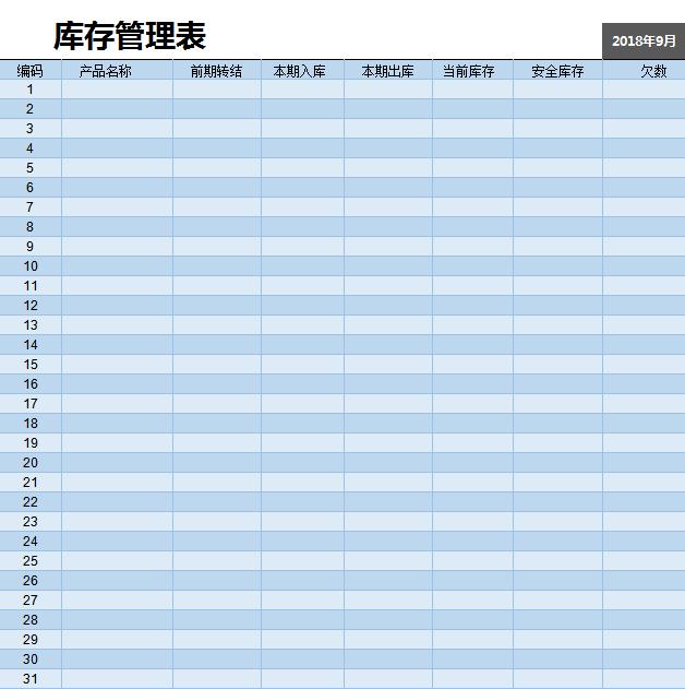 庫(kù)存管理表格模板