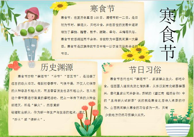 唯美寒食節(jié)清明小報Word模板