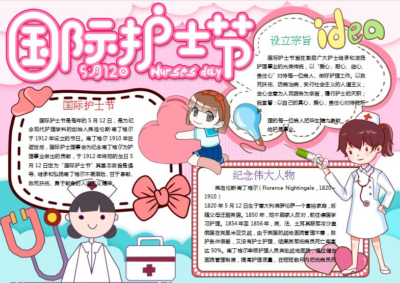 可愛卡通護(hù)士節(jié)手抄報(bào)Word模板