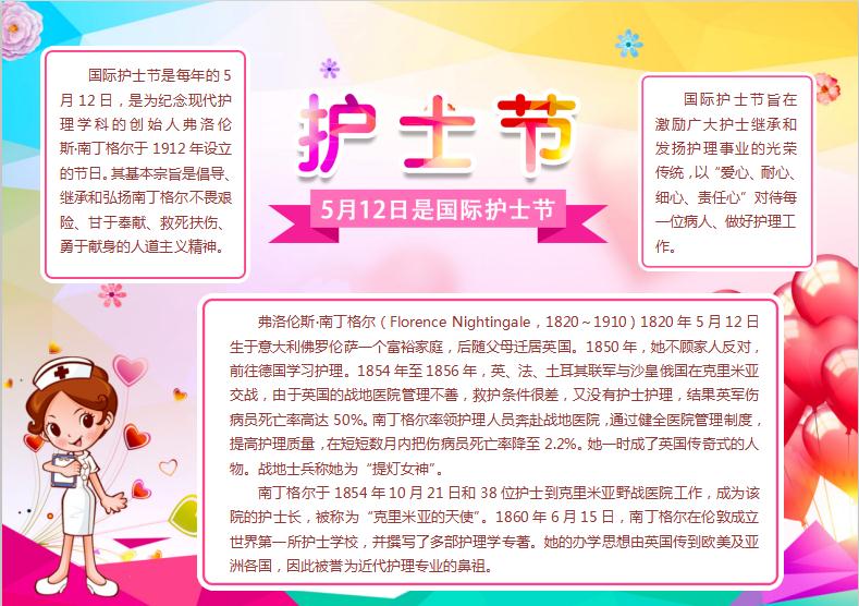 炫彩唯美風(fēng)護(hù)士節(jié)手抄報(bào)Word模板
