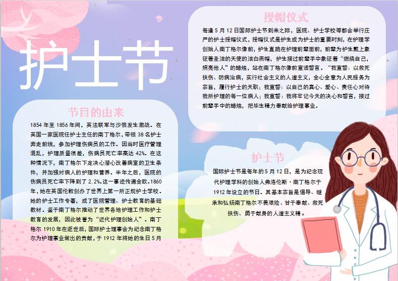 炫彩國際護(hù)士節(jié)手抄報模板