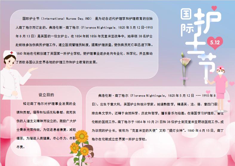 夢幻護(hù)士節(jié)手抄報Word模板