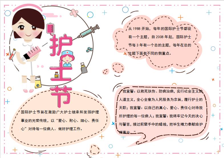 簡(jiǎn)潔大氣護(hù)士節(jié)手抄小報(bào)Word模板
