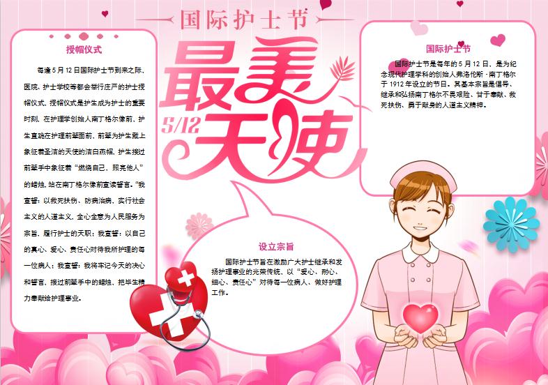 粉色卡通唯美護(hù)士節(jié)手抄報(bào)