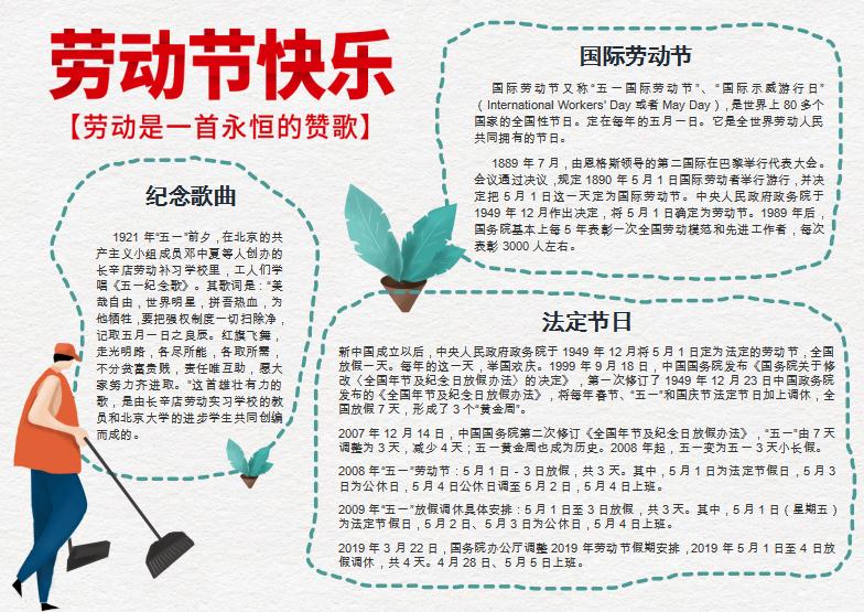 簡約保潔工勞動節(jié)手抄報(bào)Word模板