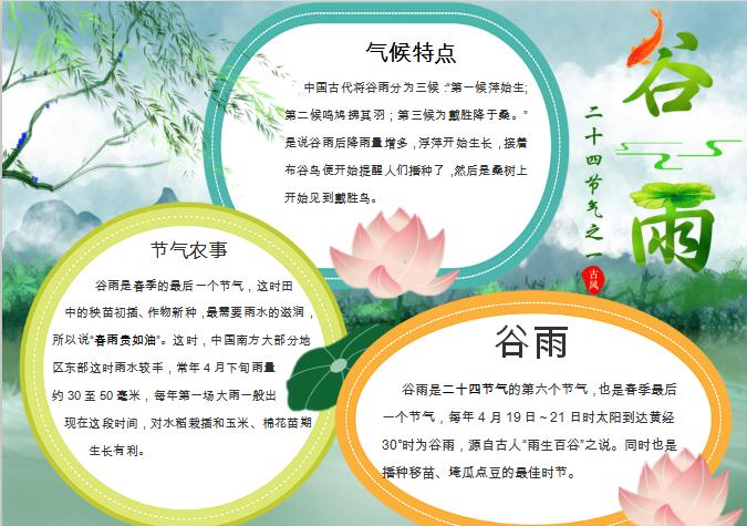 柳樹風谷雨節(jié)氣小報Word模板