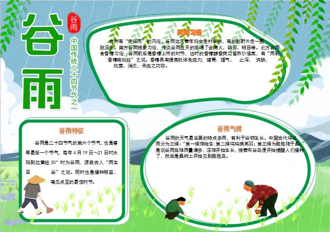 插秧谷雨節(jié)氣小報Word模板
