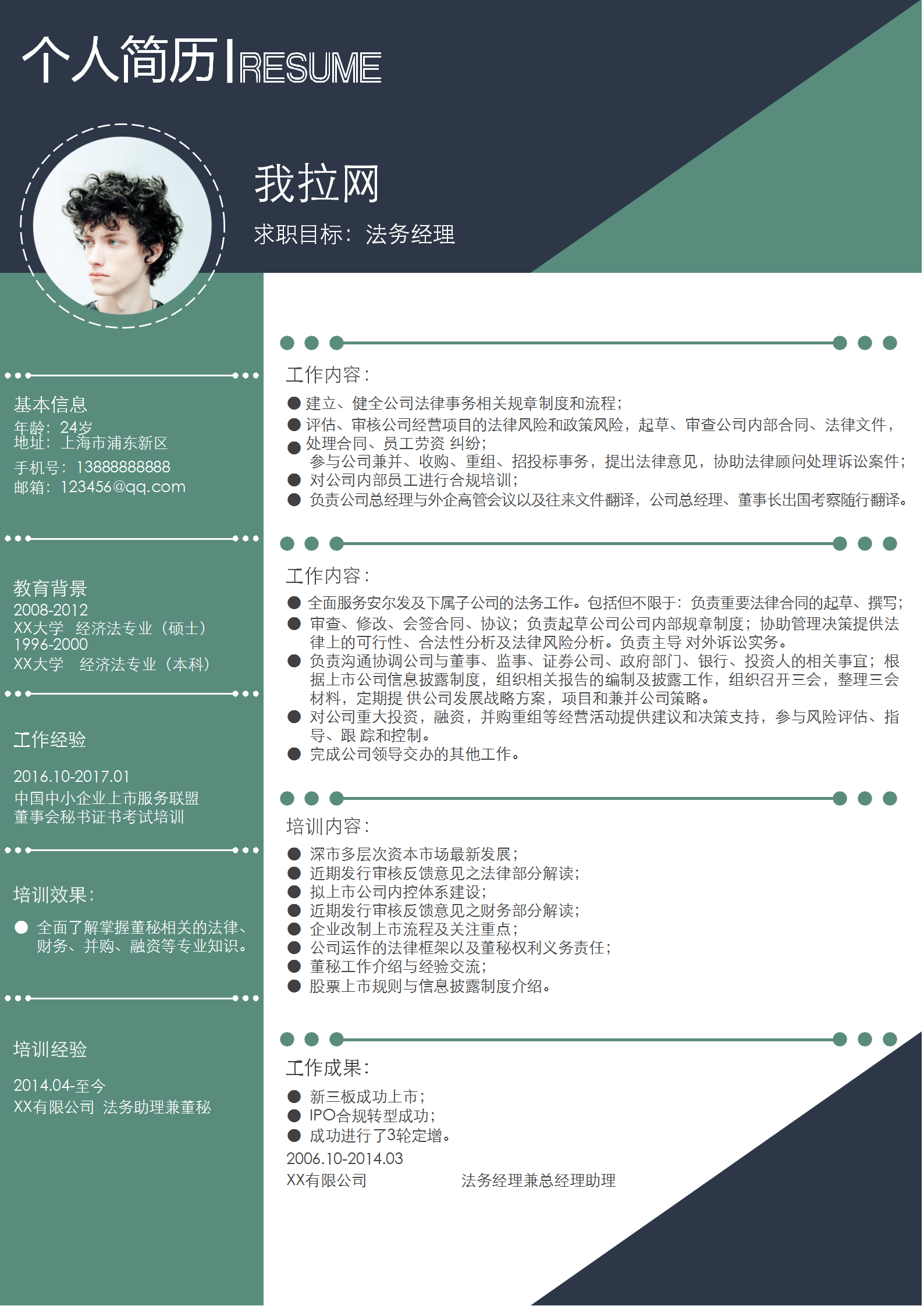 清新時尚法務(wù)經(jīng)理求職簡歷模板