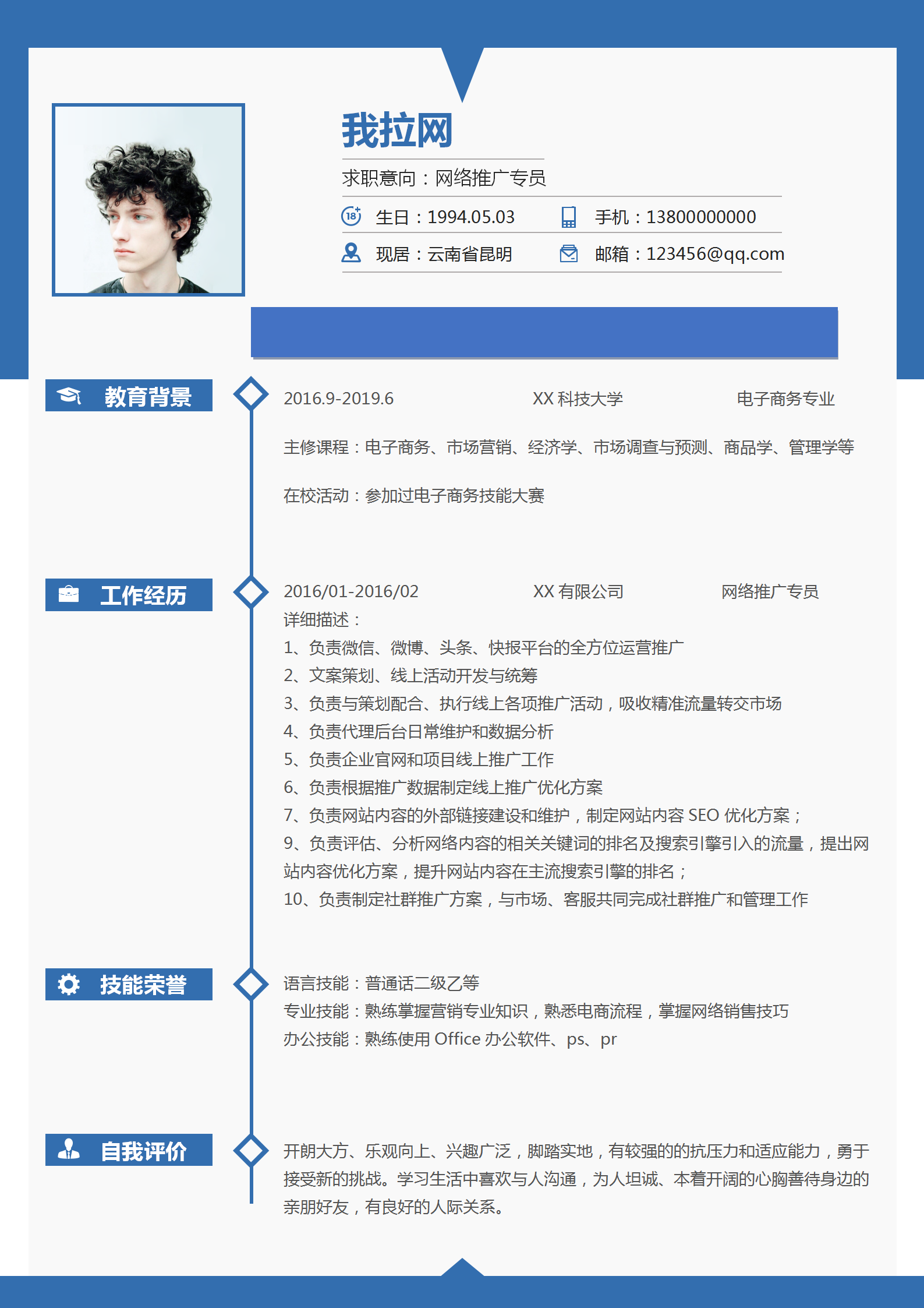 網(wǎng)絡(luò)推廣專員簡(jiǎn)歷word模板