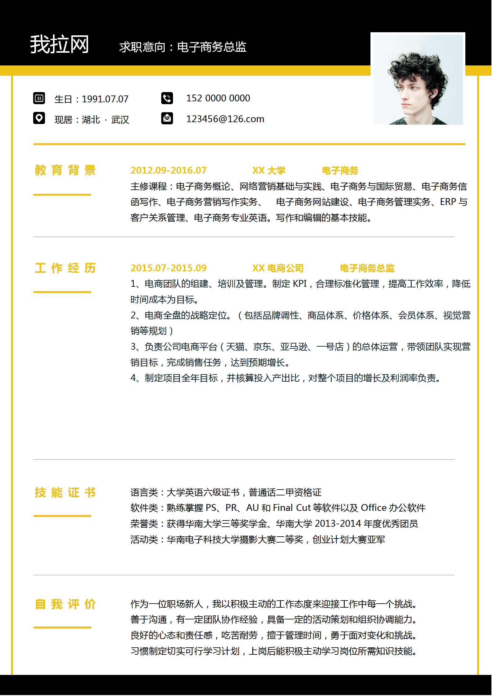 商務(wù)簡約電子商務(wù)總監(jiān)簡歷