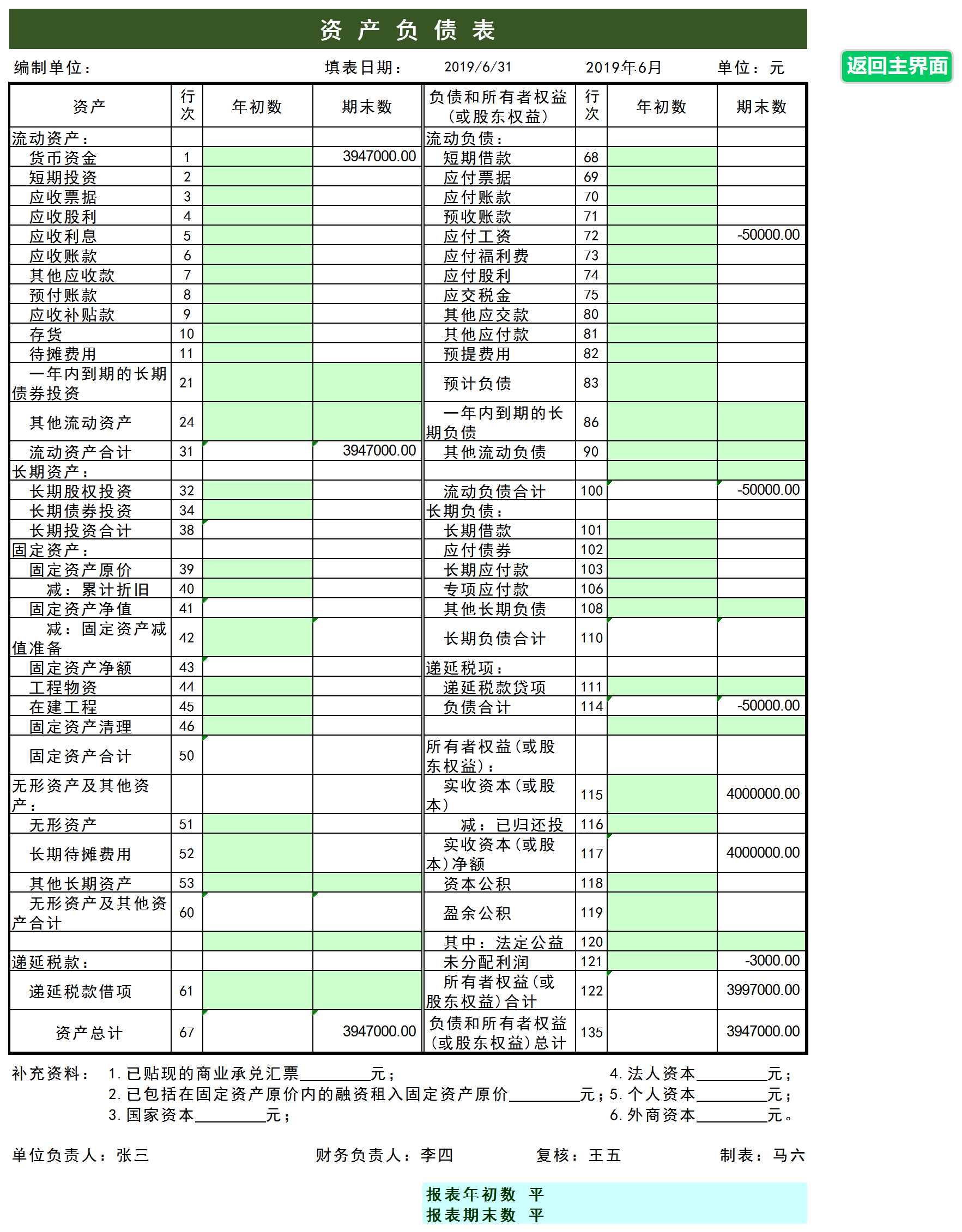 會計(jì)報(bào)表管理系統(tǒng)excel模板-1