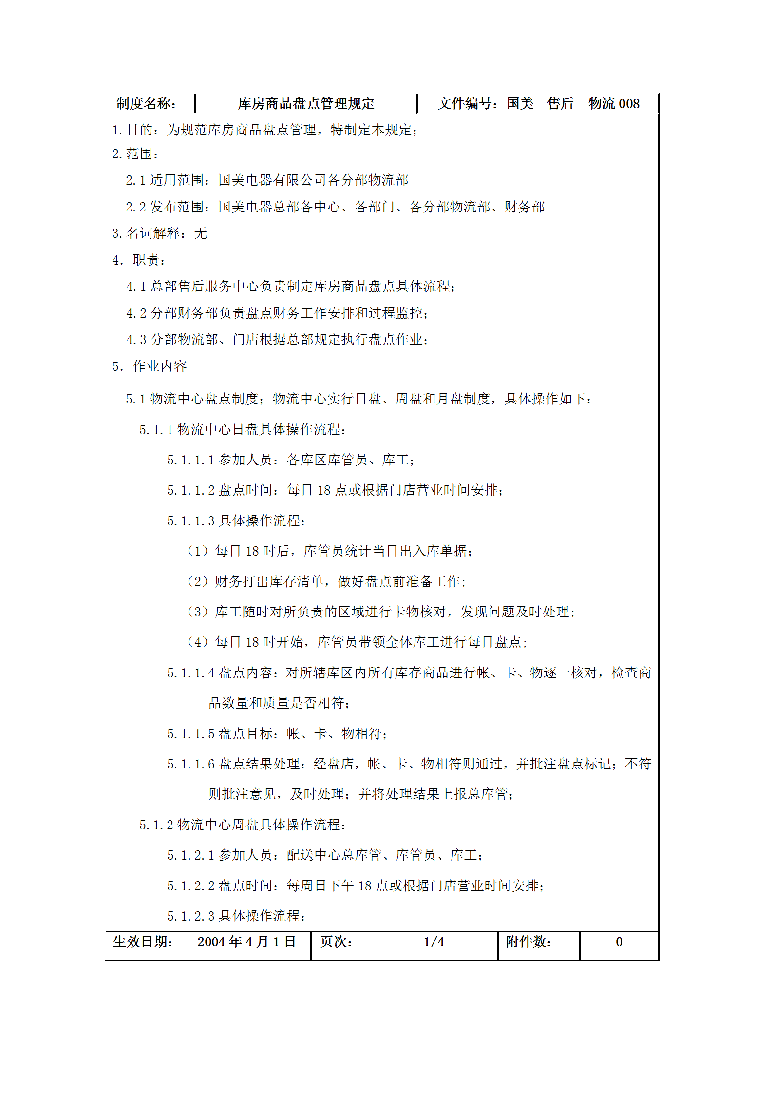 國(guó)美電器庫房商品盤點(diǎn)管理制度word模板-1