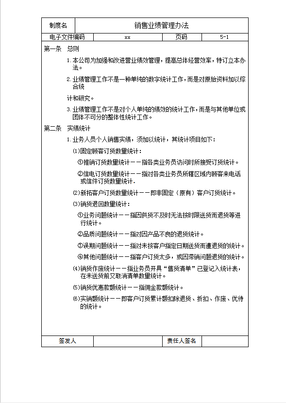 銷售業(yè)績管理word模板