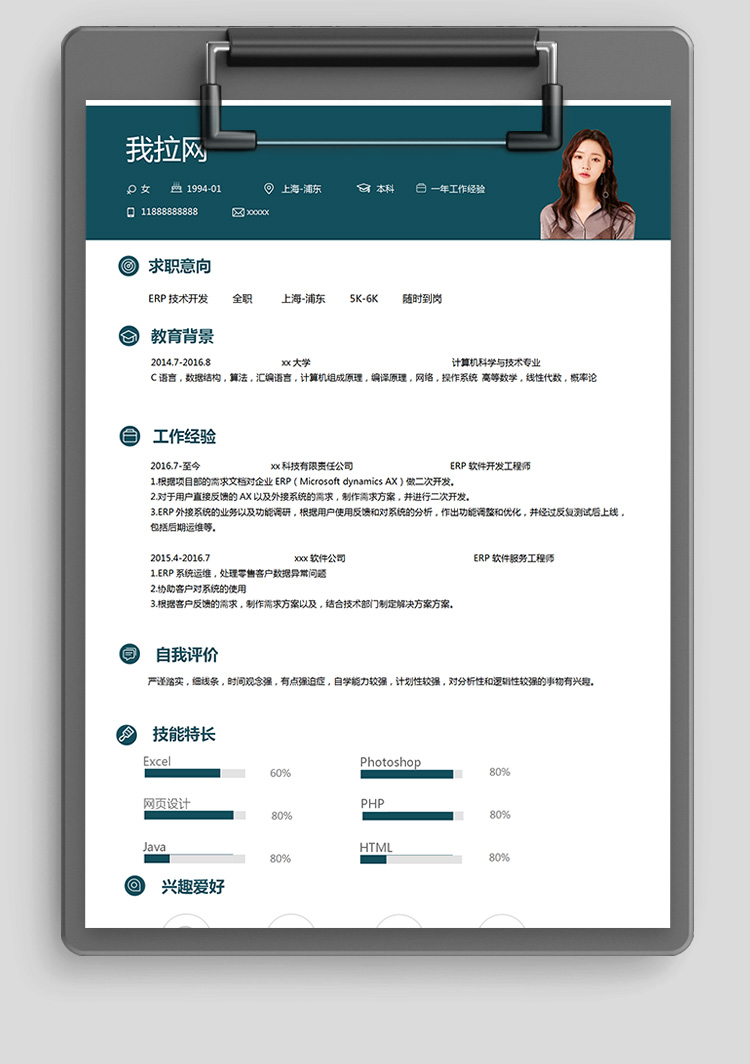 ERP開發(fā)工程技術(shù)負(fù)責(zé)人簡歷模板-1