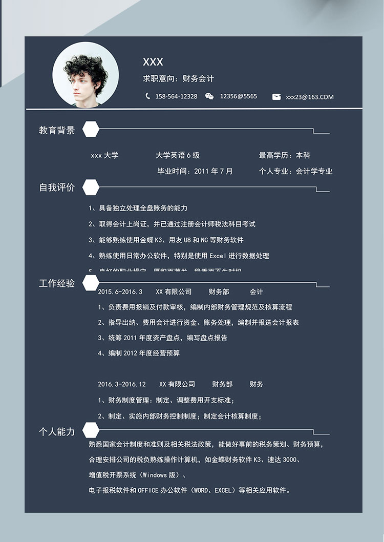 深藍(lán)色大氣風(fēng)格會(huì)計(jì)個(gè)人簡歷模板-1