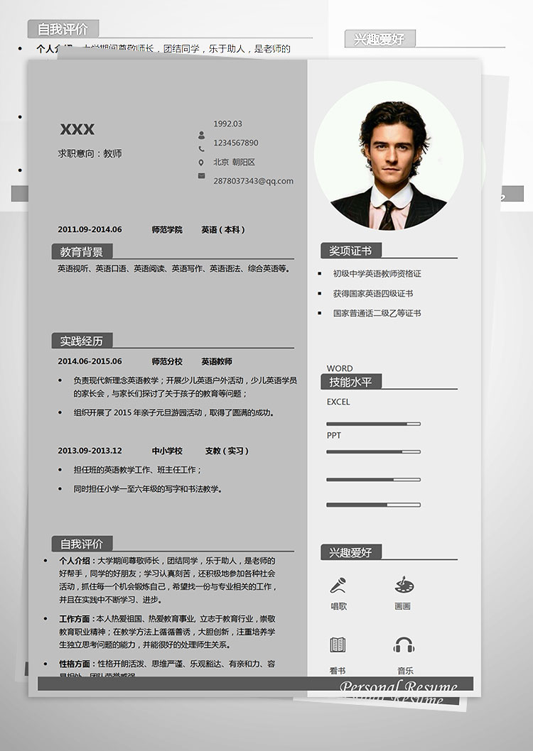 中小學(xué)英語教師個人簡歷模板-1