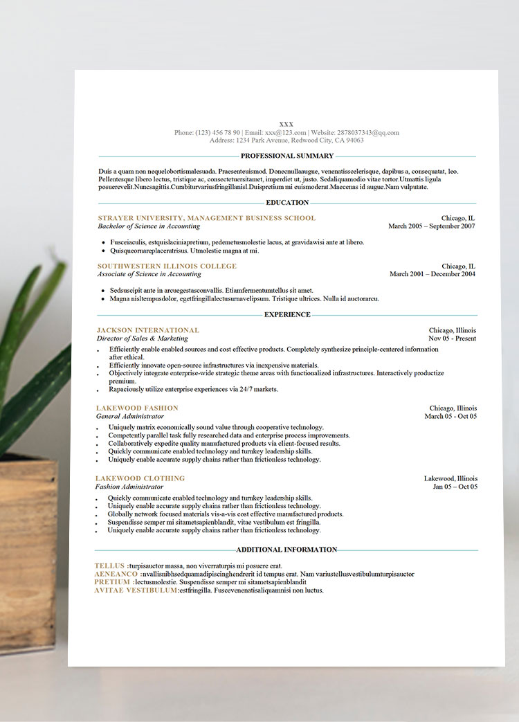 簡約大氣通用英文簡歷