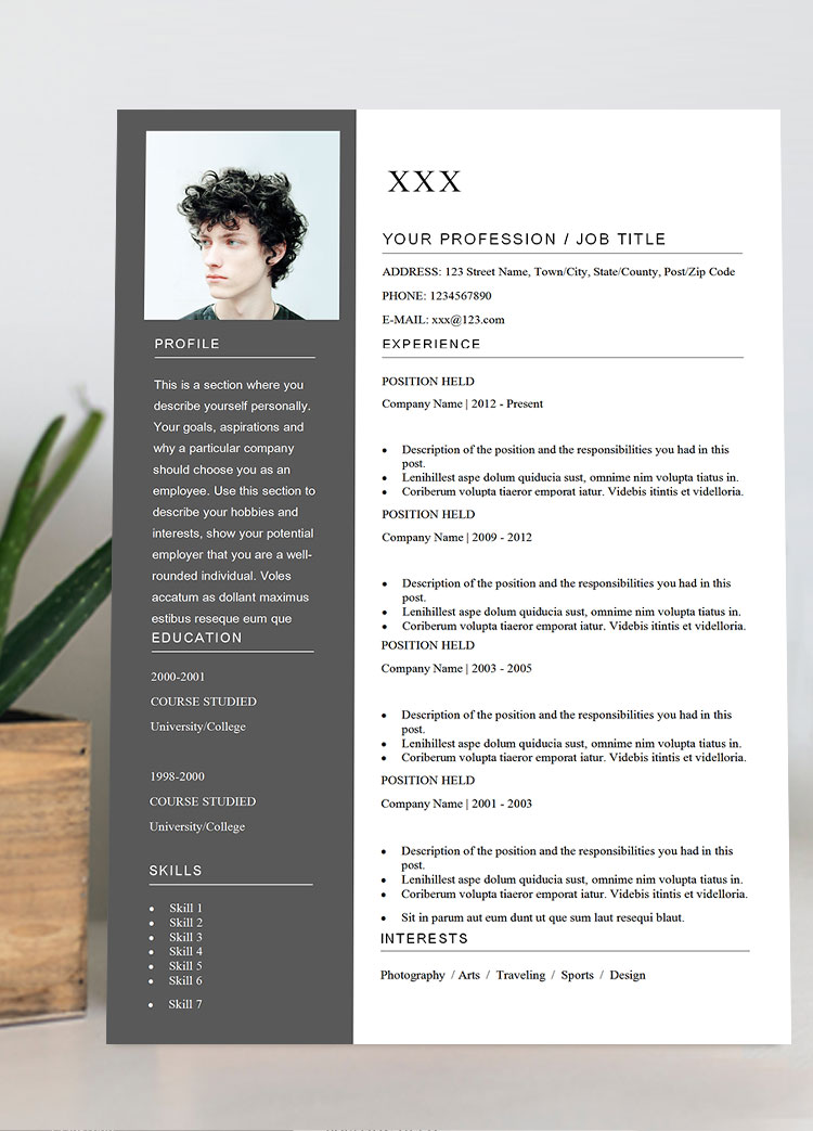 灰色沉穩(wěn)風(fēng)格通用英文簡歷模板