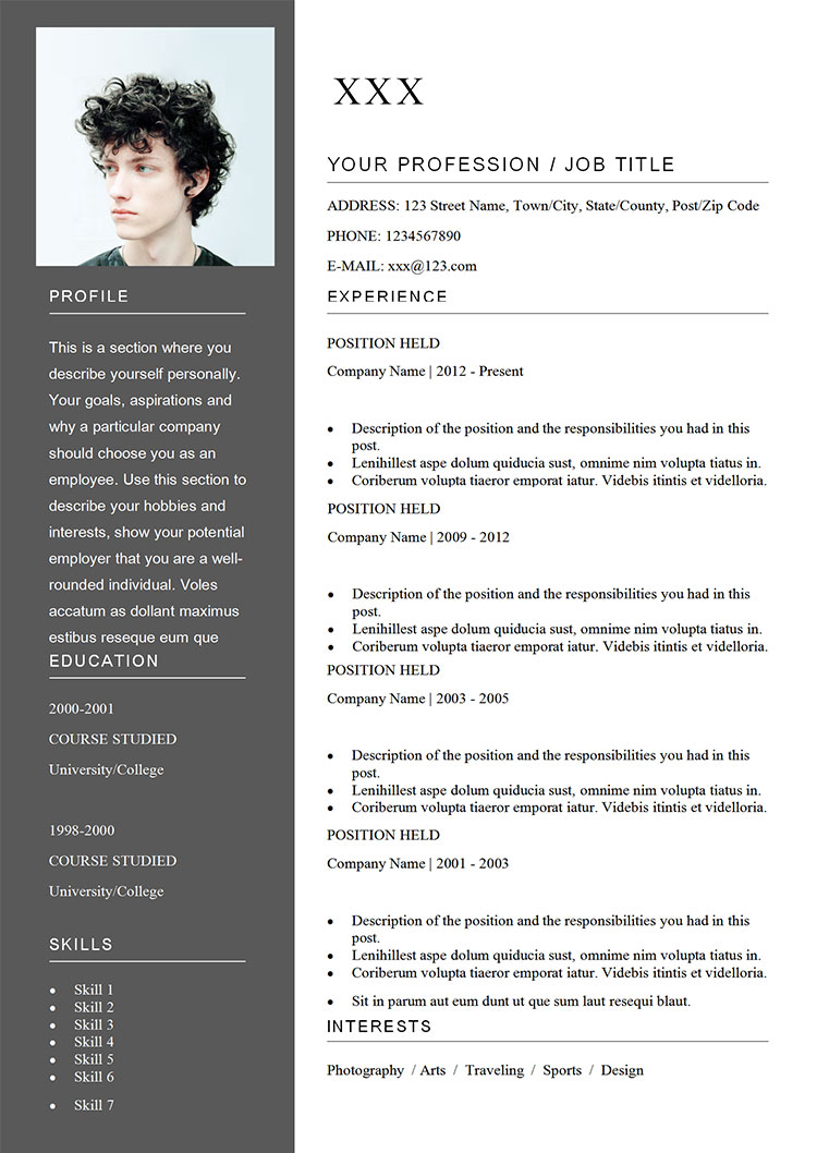 灰色沉穩(wěn)風(fēng)格通用英文簡歷模板-1