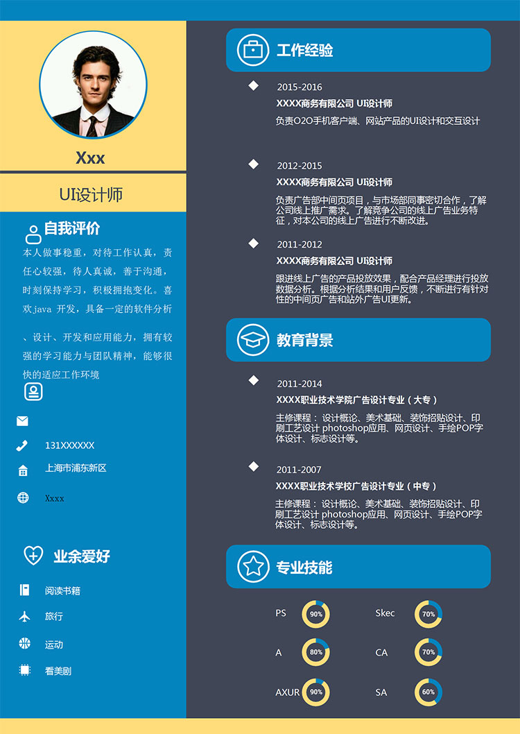 蔚藍(lán)色創(chuàng)意風(fēng)UI設(shè)計(jì)師個(gè)人簡(jiǎn)歷模板-1