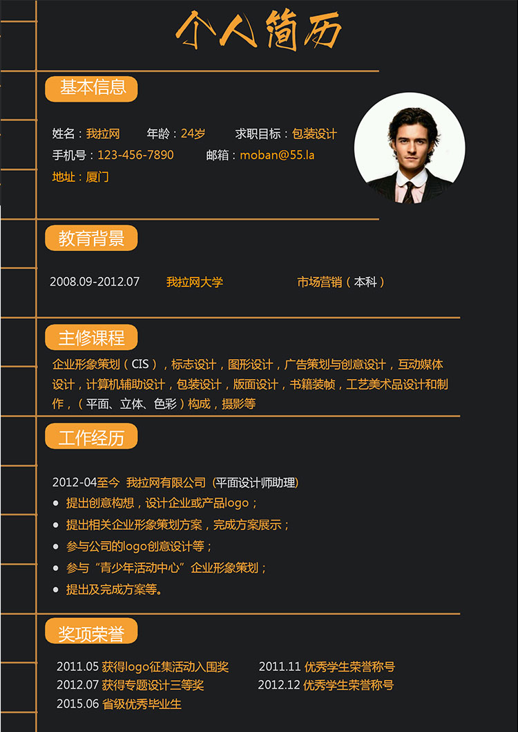 黑色系時尚風包裝設(shè)計師個人簡歷模板-1
