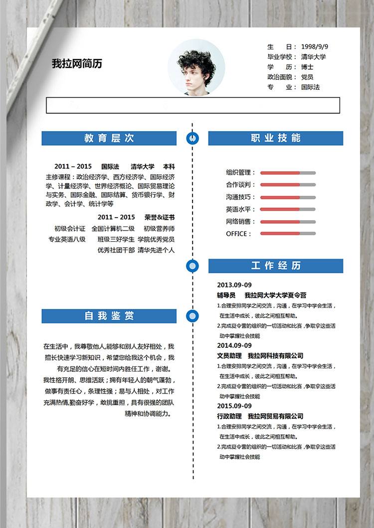 湖藍(lán)色時(shí)尚風(fēng)金融行業(yè)簡(jiǎn)歷模板-1