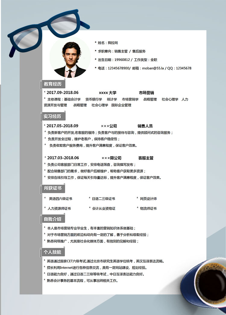 灰白系簡潔風(fēng)汽車銷售簡歷模板